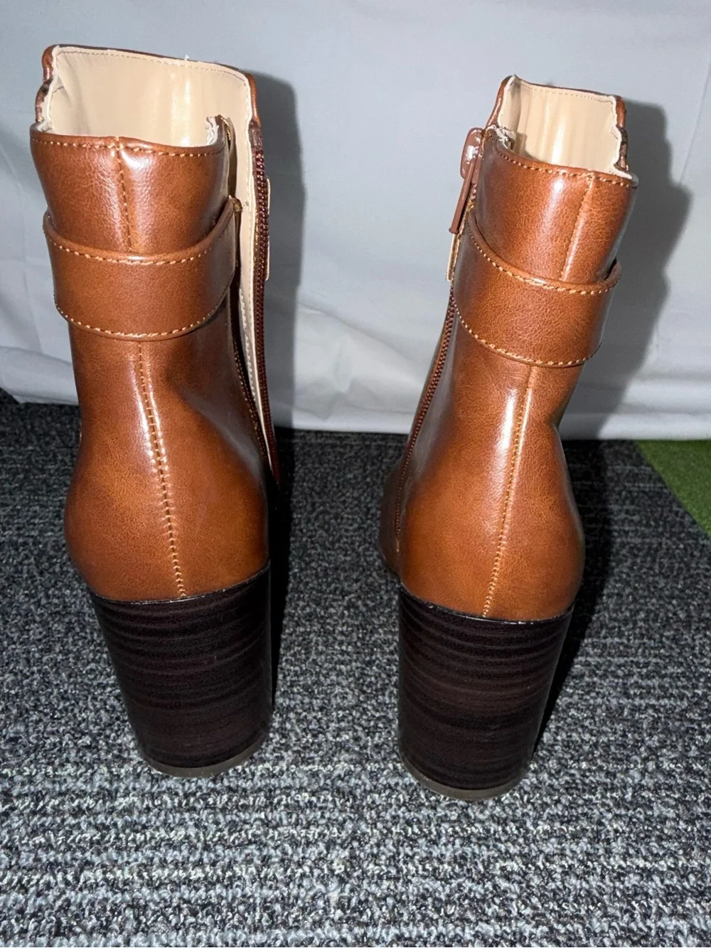 The Limited Cognac Ankle Boots with Snakeskin Buckle Detail